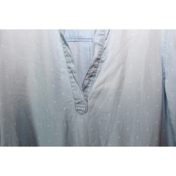 Cloth & Stone Dot Denim Chambray Tunic Top Faded Mini Shirt Dress Size Medium - Picture 9 of 16